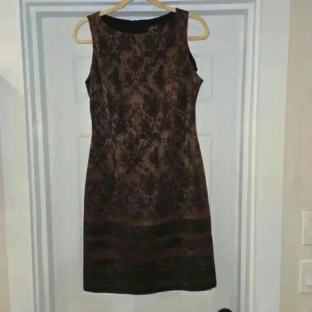 Lbisse Womens Jaquard Print Sleeveless Midi Cocktail Dress Purple Size Large